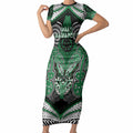 Aotearoa Iwi Ngati Maniapoto Personalised Short Sleeve Bodycon Dress Maori Kowhaiwhai Pattern