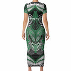 Aotearoa Iwi Ngati Maniapoto Personalised Short Sleeve Bodycon Dress Maori Kowhaiwhai Pattern