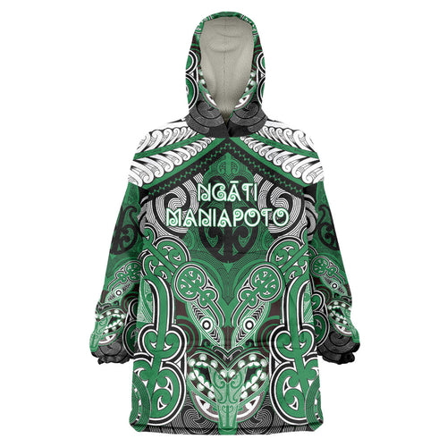 Aotearoa Iwi Ngati Maniapoto Personalised Wearable Blanket Hoodie Maori Kowhaiwhai Pattern