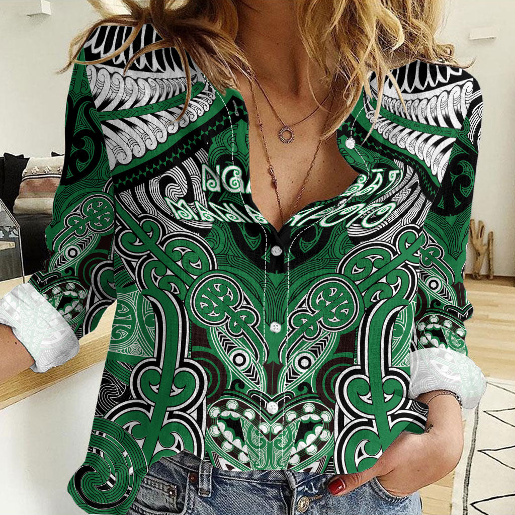 Aotearoa Iwi Ngati Maniapoto Personalised Women Casual Shirt Maori Kowhaiwhai Pattern