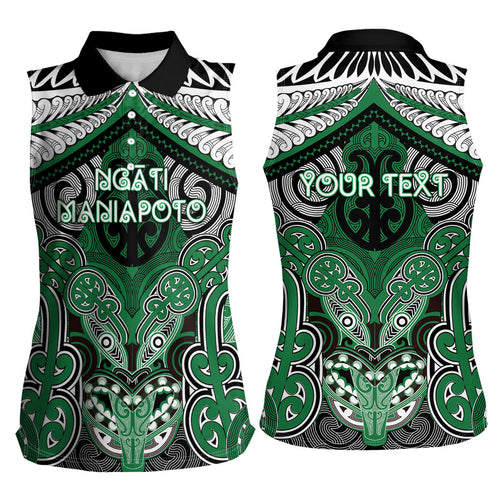 Aotearoa Iwi Ngati Maniapoto Personalised Women Sleeveless Polo Shirt Maori Kowhaiwhai Pattern