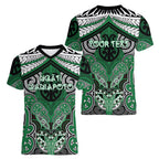 Aotearoa Iwi Ngati Maniapoto Personalised Women V-Neck T-Shirt Maori Kowhaiwhai Pattern