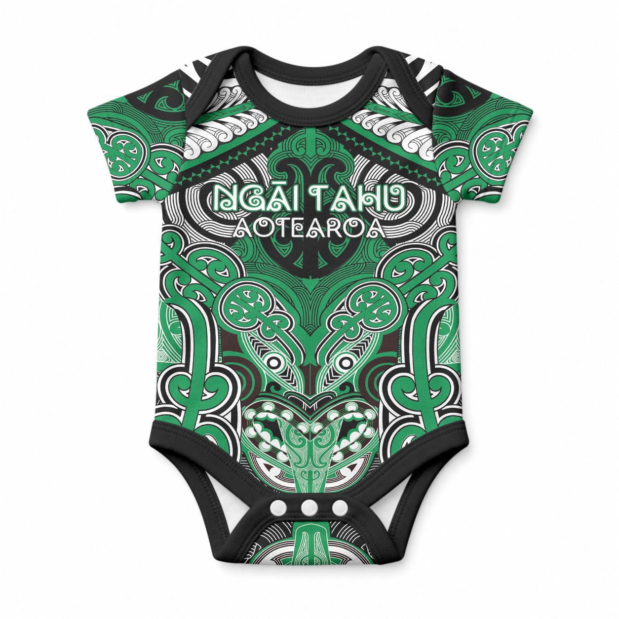 Aotearoa Iwi Ngai Tahu Personalised Baby Onesie Maori Kowhaiwhai Pattern