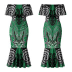 Aotearoa Iwi Ngai Tahu Personalised Couples Matching Mermaid Dress and Hawaiian Shirt Maori Kowhaiwhai Pattern