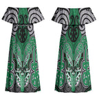 Aotearoa Iwi Ngai Tahu Personalised Couples Matching Off Shoulder Maxi Dress and Hawaiian Shirt Maori Kowhaiwhai Pattern