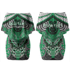 Aotearoa Iwi Ngai Tahu Personalised Couples Matching Off Shoulder Short Dress and Hawaiian Shirt Maori Kowhaiwhai Pattern