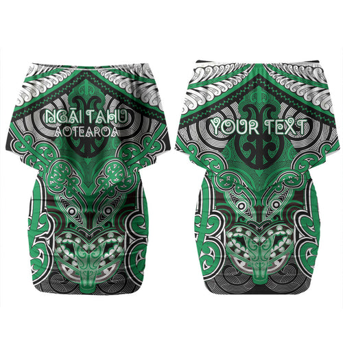Aotearoa Iwi Ngai Tahu Personalised Couples Matching Off Shoulder Short Dress and Hawaiian Shirt Maori Kowhaiwhai Pattern