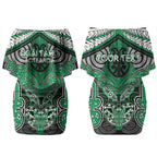 Aotearoa Iwi Ngai Tahu Personalised Couples Matching Off Shoulder Short Dress and Long Sleeve Button Shirt Maori Kowhaiwhai Pattern