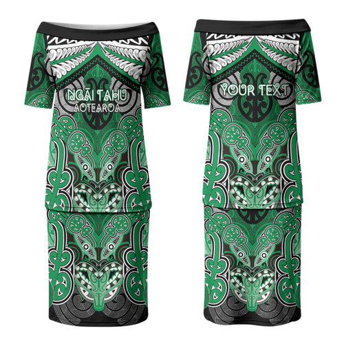 Aotearoa Iwi Ngai Tahu Personalised Couples Matching Puletasi and Hawaiian Shirt Maori Kowhaiwhai Pattern