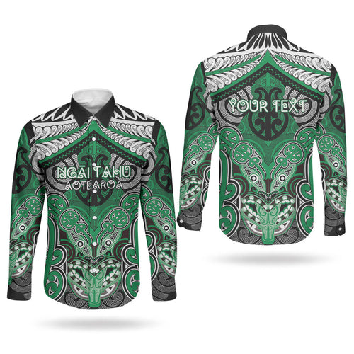 Aotearoa Iwi Ngai Tahu Personalised Couples Matching Summer Maxi Dress and Long Sleeve Button Shirt Maori Kowhaiwhai Pattern