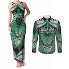 Aotearoa Iwi Ngai Tahu Personalised Couples Matching Tank Maxi Dress and Long Sleeve Button Shirt Maori Kowhaiwhai Pattern