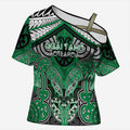 Aotearoa Iwi Ngai Tahu Personalised Cross Shoulder Shirt Maori Kowhaiwhai Pattern