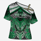 Aotearoa Iwi Ngai Tahu Personalised Cross Shoulder Shirt Maori Kowhaiwhai Pattern
