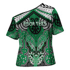 Aotearoa Iwi Ngai Tahu Personalised Cross Shoulder Shirt Maori Kowhaiwhai Pattern