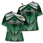 Aotearoa Iwi Ngai Tahu Personalised Cross Shoulder Shirt Maori Kowhaiwhai Pattern