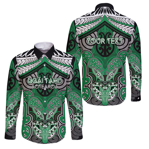 Aotearoa Iwi Ngai Tahu Personalised Family Matching Off Shoulder Maxi Dress and Hawaiian Shirt Maori Kowhaiwhai Pattern