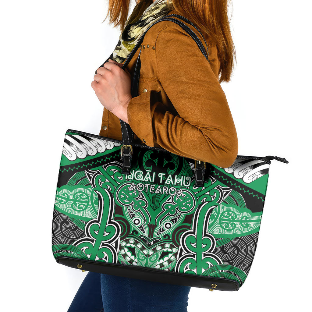 Aotearoa Iwi Ngai Tahu Leather Tote Bag Maori Kowhaiwhai Pattern