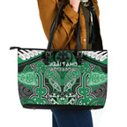 Aotearoa Iwi Ngai Tahu Leather Tote Bag Maori Kowhaiwhai Pattern