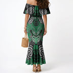 Aotearoa Iwi Ngai Tahu Personalised Mermaid Dress Maori Kowhaiwhai Pattern