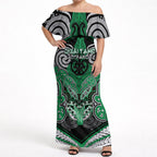 Aotearoa Iwi Ngai Tahu Personalised Off Shoulder Maxi Dress Maori Kowhaiwhai Pattern