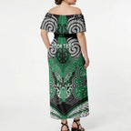 Aotearoa Iwi Ngai Tahu Personalised Off Shoulder Maxi Dress Maori Kowhaiwhai Pattern