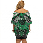 Aotearoa Iwi Ngai Tahu Personalised Off Shoulder Short Dress Maori Kowhaiwhai Pattern