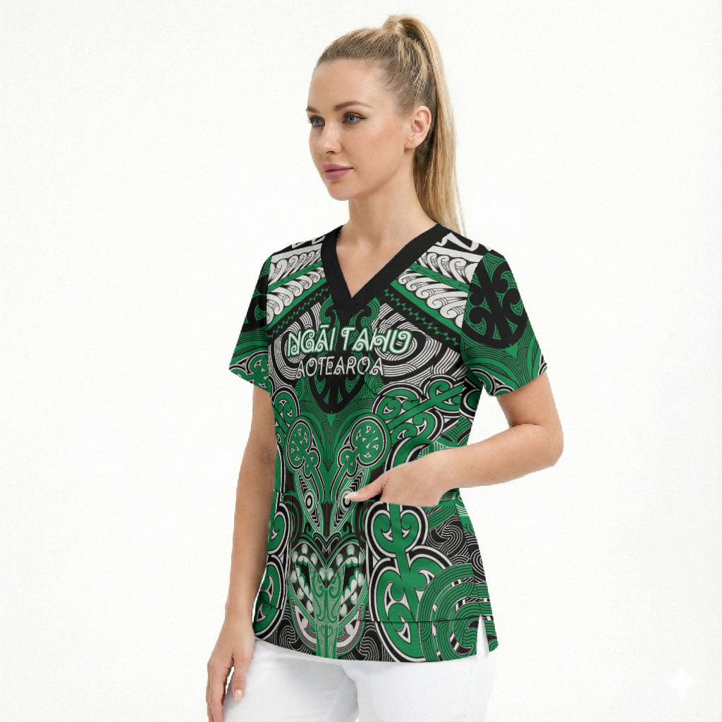 Aotearoa Iwi Ngai Tahu Personalised Scrub Top Maori Kowhaiwhai Pattern