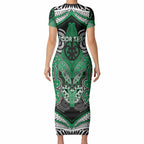 Aotearoa Iwi Ngai Tahu Personalised Short Sleeve Bodycon Dress Maori Kowhaiwhai Pattern