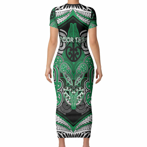 Aotearoa Iwi Ngai Tahu Personalised Short Sleeve Bodycon Dress Maori Kowhaiwhai Pattern