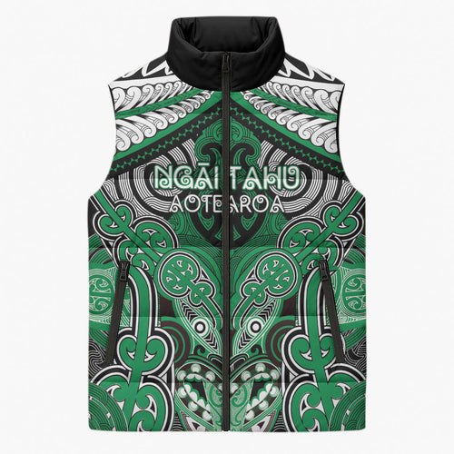 Aotearoa Iwi Ngai Tahu Personalised Sleeveless Puffer Jacket Maori Kowhaiwhai Pattern