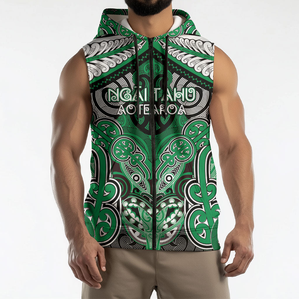 Aotearoa Iwi Ngai Tahu Personalised Sleeveless Zip Hoodie Maori Kowhaiwhai Pattern