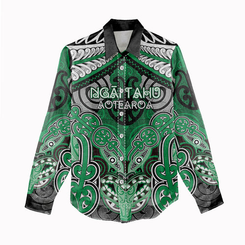 Aotearoa Iwi Ngai Tahu Personalised Women Casual Shirt Maori Kowhaiwhai Pattern