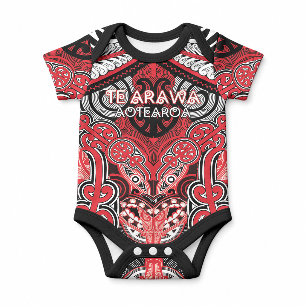 Aotearoa Iwi Te Arawa Personalised Baby Onesie Maori Kowhaiwhai Pattern