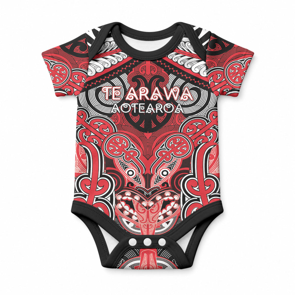 Aotearoa Iwi Te Arawa Personalised Baby Onesie Maori Kowhaiwhai Pattern