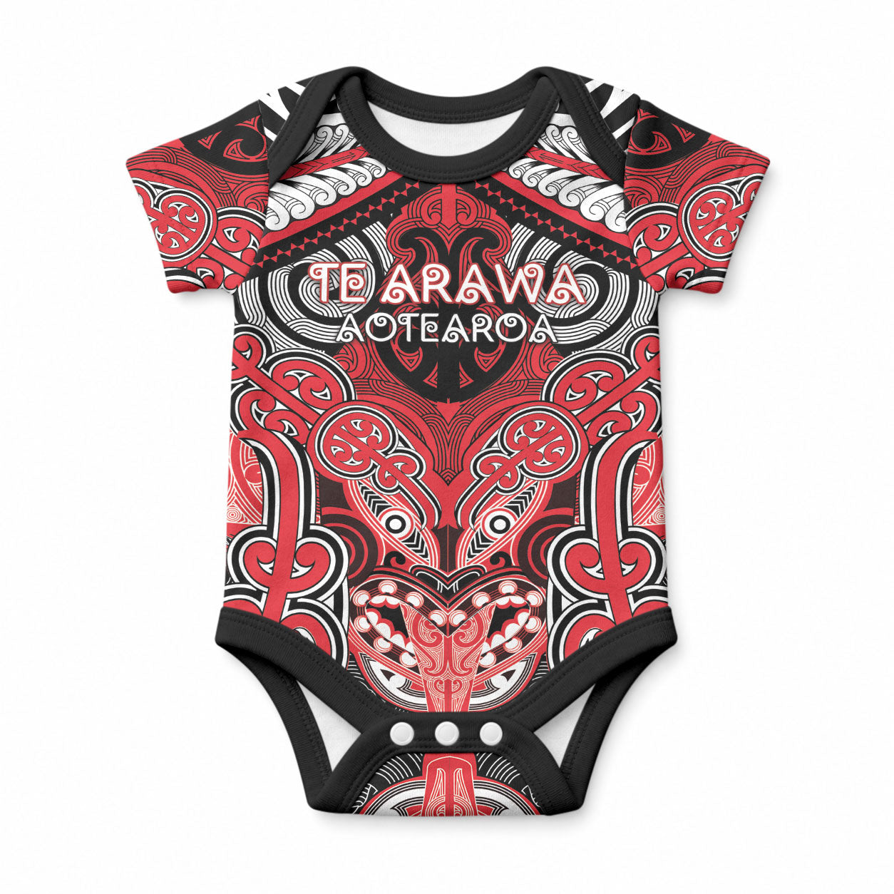 Aotearoa Iwi Te Arawa Personalised Baby Onesie Maori Kowhaiwhai Pattern