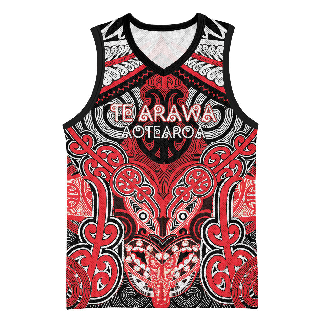 Aotearoa Iwi Te Arawa Personalised Basketball Jersey Maori Kowhaiwhai Pattern