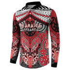 Aotearoa Iwi Te Arawa Personalised Button Sweatshirt Maori Kowhaiwhai Pattern