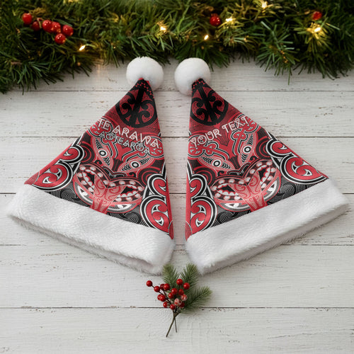 Aotearoa Iwi Te Arawa Personalised Christmas Santa Hat Maori Kowhaiwhai Pattern