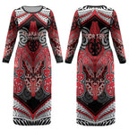 Aotearoa Iwi Te Arawa Personalised Couples Matching Long Sleeve Bodycon Dress and Hawaiian Shirt Maori Kowhaiwhai Pattern