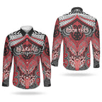 Aotearoa Iwi Te Arawa Personalised Couples Matching Off Shoulder Maxi Dress and Long Sleeve Button Shirt Maori Kowhaiwhai Pattern