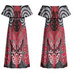 Aotearoa Iwi Te Arawa Personalised Couples Matching Off Shoulder Maxi Dress and Long Sleeve Button Shirt Maori Kowhaiwhai Pattern