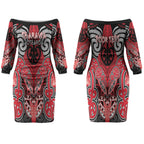 Aotearoa Iwi Te Arawa Personalised Couples Matching Off The Shoulder Long Sleeve Dress and Hawaiian Shirt Maori Kowhaiwhai Pattern