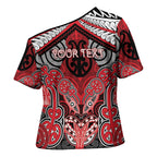 Aotearoa Iwi Te Arawa Personalised Cross Shoulder Shirt Maori Kowhaiwhai Pattern