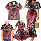Aotearoa Iwi Te Arawa Personalised Family Matching Mermaid Dress and Hawaiian Shirt Maori Kowhaiwhai Pattern