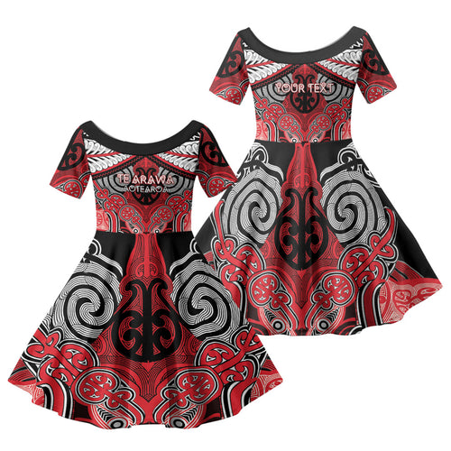 Aotearoa Iwi Te Arawa Personalised Family Matching Off Shoulder Maxi Dress and Hawaiian Shirt Maori Kowhaiwhai Pattern