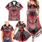 Aotearoa Iwi Te Arawa Personalised Family Matching Summer Maxi Dress and Hawaiian Shirt Maori Kowhaiwhai Pattern