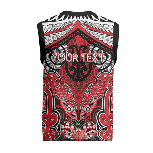Aotearoa Iwi Te Arawa Personalised Christmas Knitted V-Neck Vest Maori Kowhaiwhai Pattern
