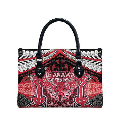 Aotearoa Iwi Te Arawa Leather Bag Maori Kowhaiwhai Pattern