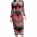 Aotearoa Iwi Te Arawa Personalised Long Sleeve Bodycon Dress Maori Kowhaiwhai Pattern