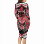 Aotearoa Iwi Te Arawa Personalised Long Sleeve Bodycon Dress Maori Kowhaiwhai Pattern